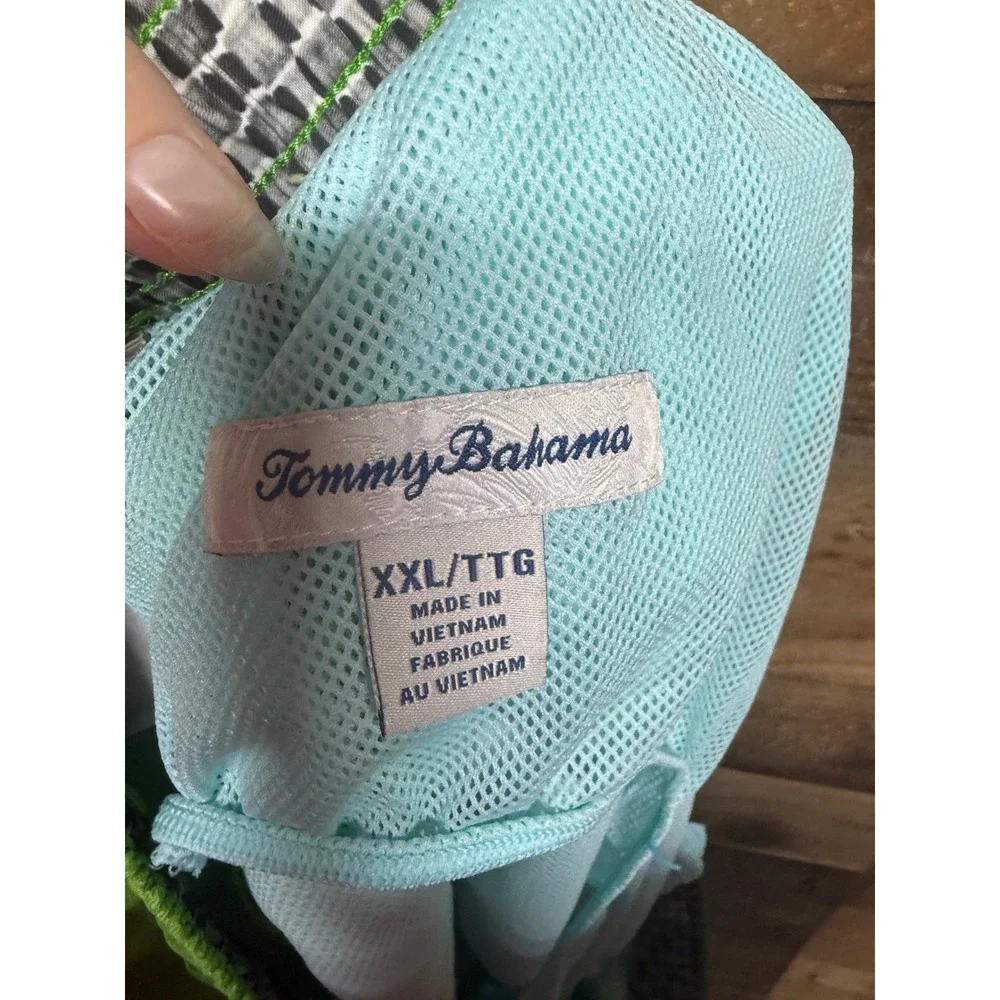 Tommy‎ Bahama Mens XXL Lime Green Palm Leaf Jacquard Swim Trunks 5.5 Inch Inseam